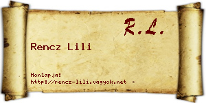Rencz Lili névjegykártya